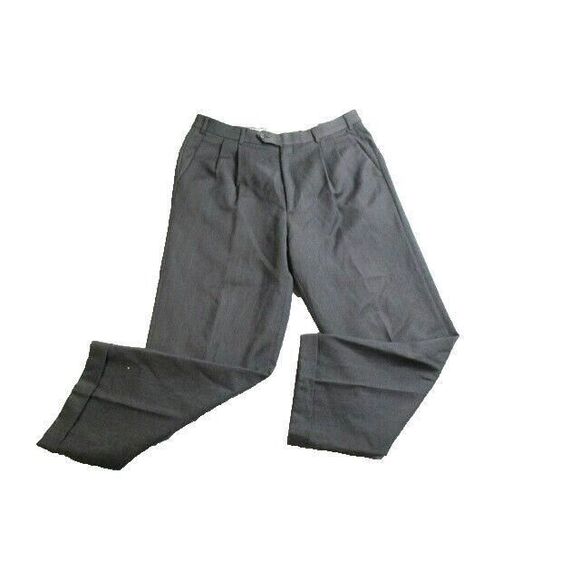 Brooks Brothers 346 Adult 36x33 Black Plated Straight Leg Trouser 100% Wool Mens - Picture 1 of 6
